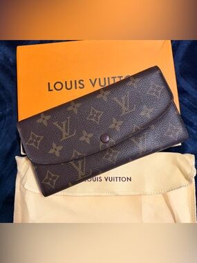 Louis Vuitton Monogram Emelie Canvas Continental Long Wallet In Wine Burgundy